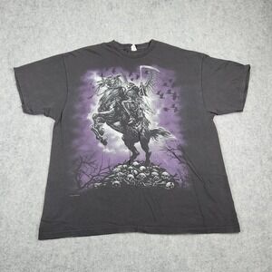 Liquid Blue T-Shirt Mens 2XL Black Grim Reaper Horse Skulls Graphic 2011 Vintage